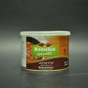 کنسرو خوراک لوبیا چیتی در سس گوجه فرنگی مارک کامچین